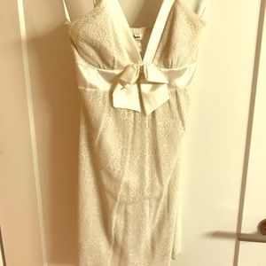Cute shimmery lace slip dress with satin details
